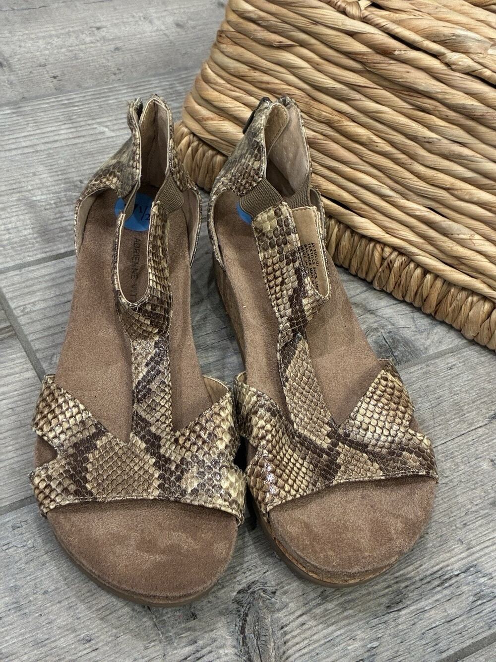 Adrienne Vittadini Tullio Women’s 7.5 Shoes Sandals Wedge Snake Print - Picture 1 of 7
